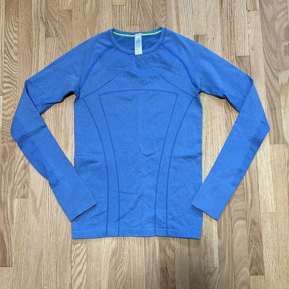 Ivivva Fly Tech Fitted Girls Long Sleeve Blue Shirt Size 12
